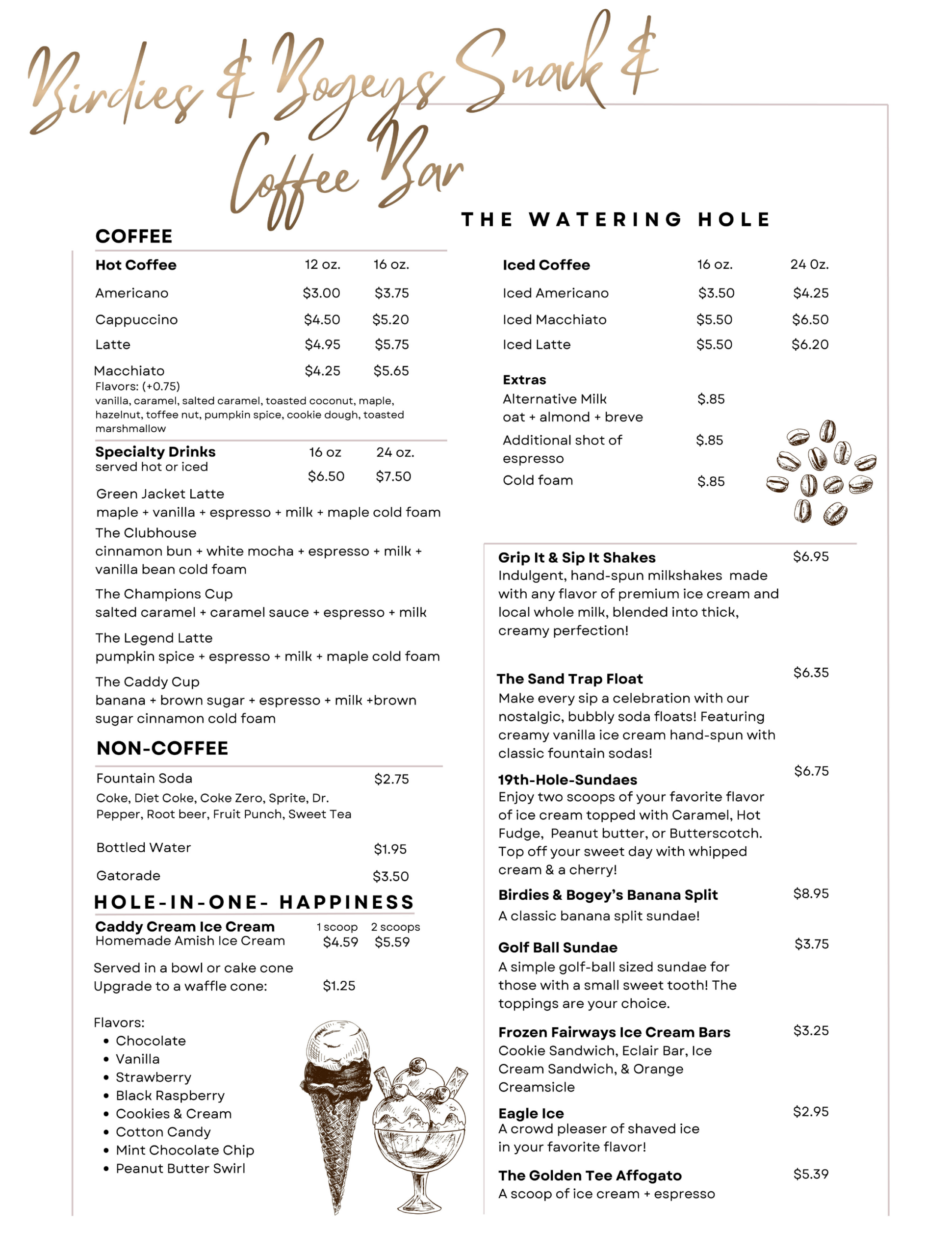 Drinks menu