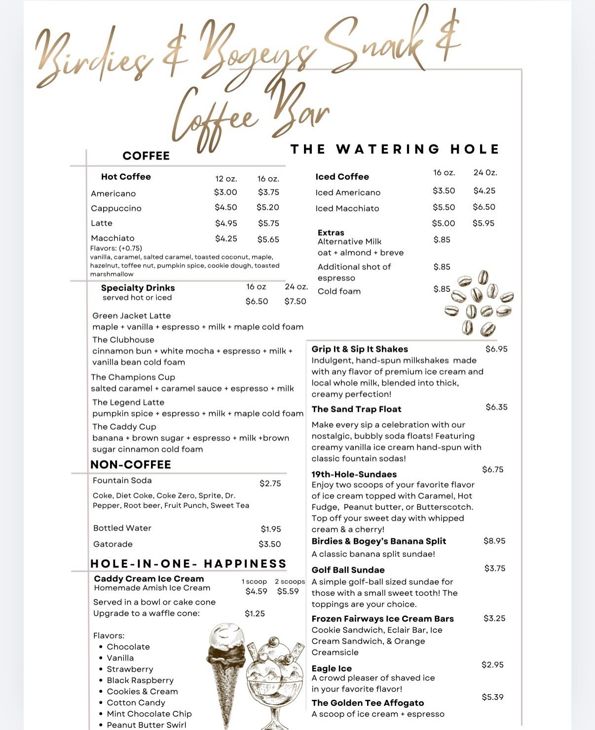 Birdies & Bogeys Menu